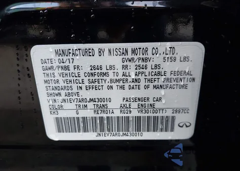 2018 Infiniti Q50 Luxe from USA, damaged, VIN JN1EV7AR0JM430010